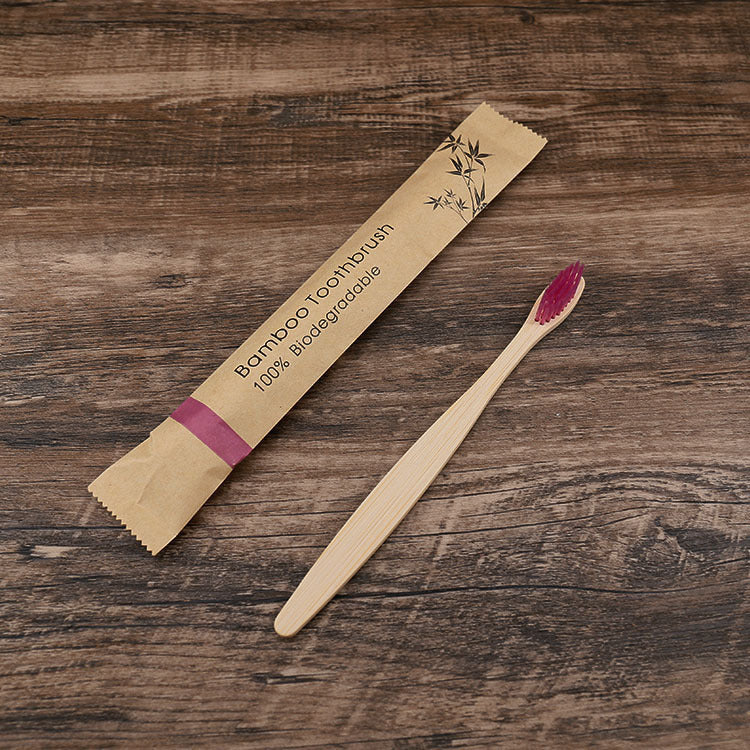 Brosse à dents plate en bambou Sac en papier kraft Brosse à dents