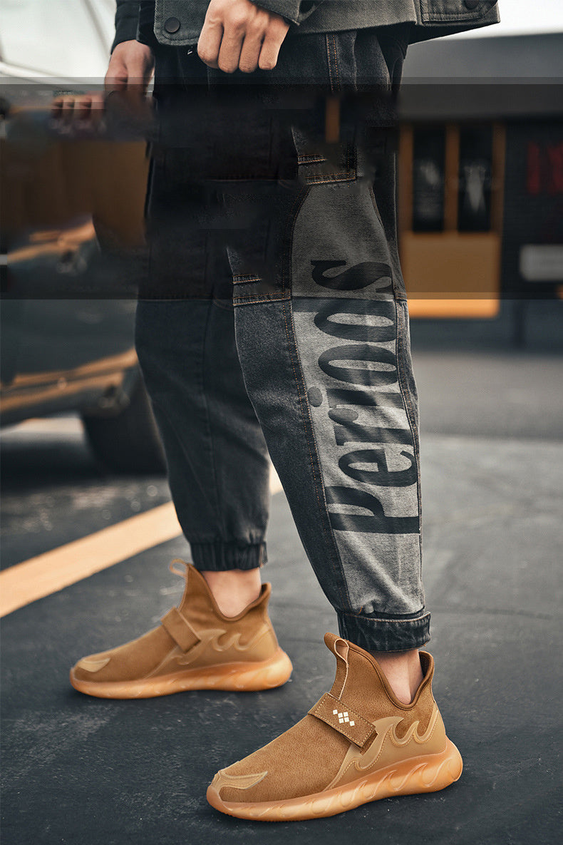 Primavera nuevas zapatillas de cuero de gran tamaño 45 para hombres estudiantes coreanos moda calzado ligero transpirable zapatos para hombres