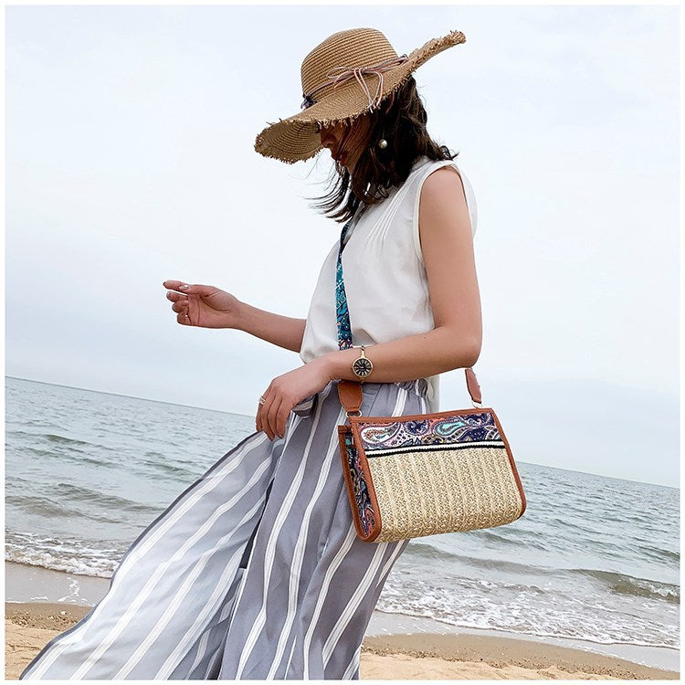 Bolso De Mujer De moda Retro étnico viento paja playa hombro salvaje Messenger Taschen Mujer Bolsos De Mujer Bolsas De Mujer Borse Da Donna