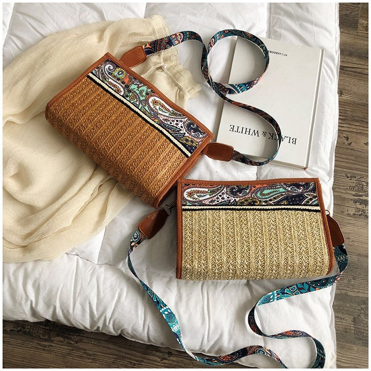 Bolso De Mujer De moda Retro étnico viento paja playa hombro salvaje Messenger Taschen Mujer Bolsos De Mujer Bolsas De Mujer Borse Da Donna