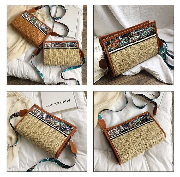 Bolso De Mujer De moda Retro étnico viento paja playa hombro salvaje Messenger Taschen Mujer Bolsos De Mujer Bolsas De Mujer Borse Da Donna