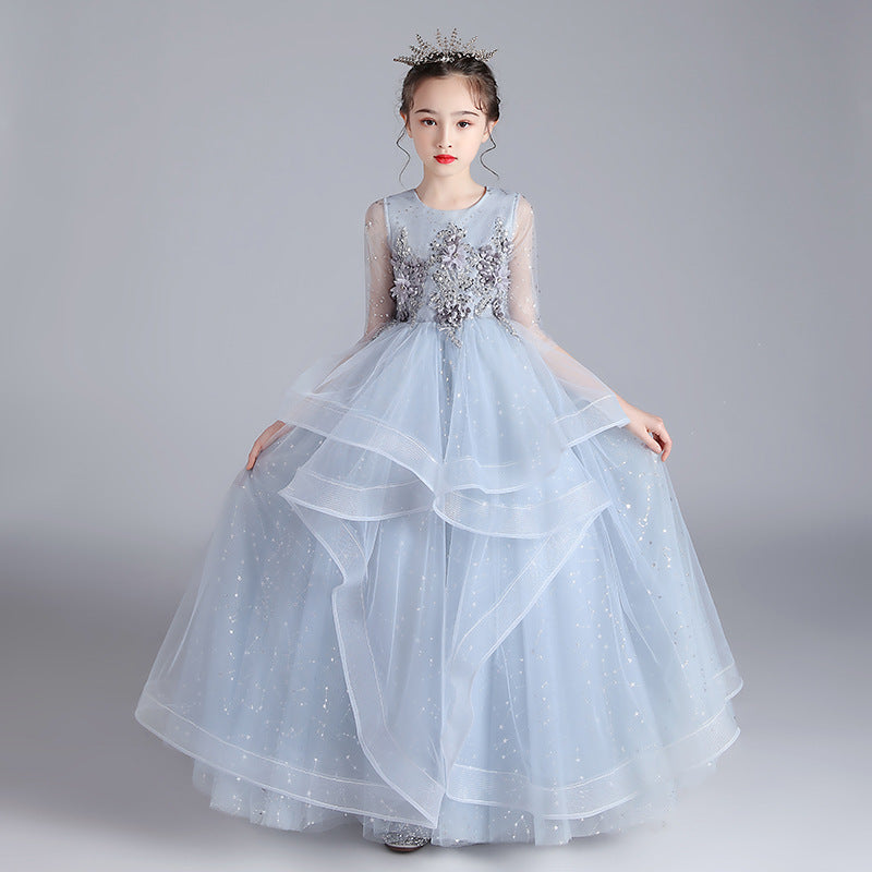 Vestido de niños Vestido de princesa Vestido de noche de presentadora de niña