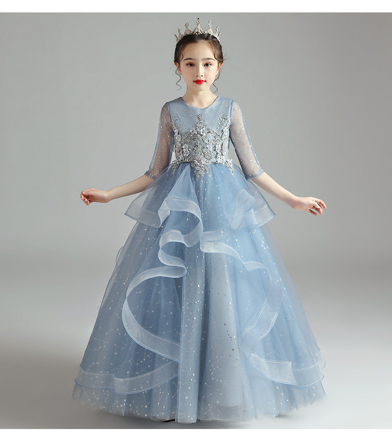 Vestido de niños Vestido de princesa Vestido de noche de presentadora de niña