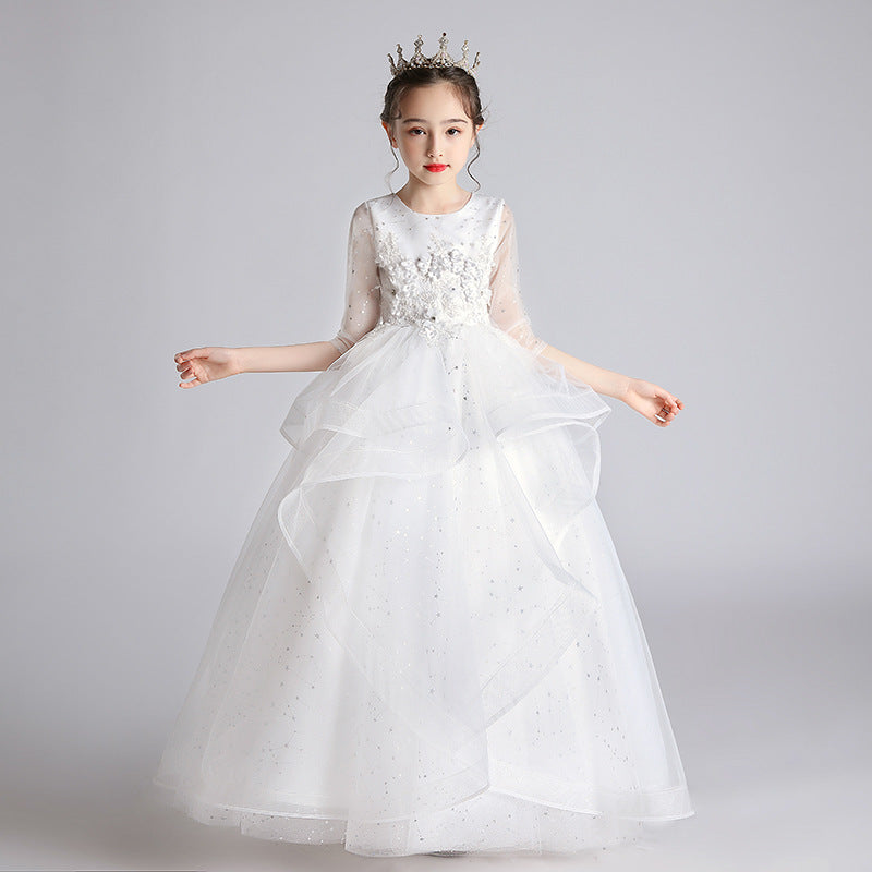 Vestido de niños Vestido de princesa Vestido de noche de presentadora de niña