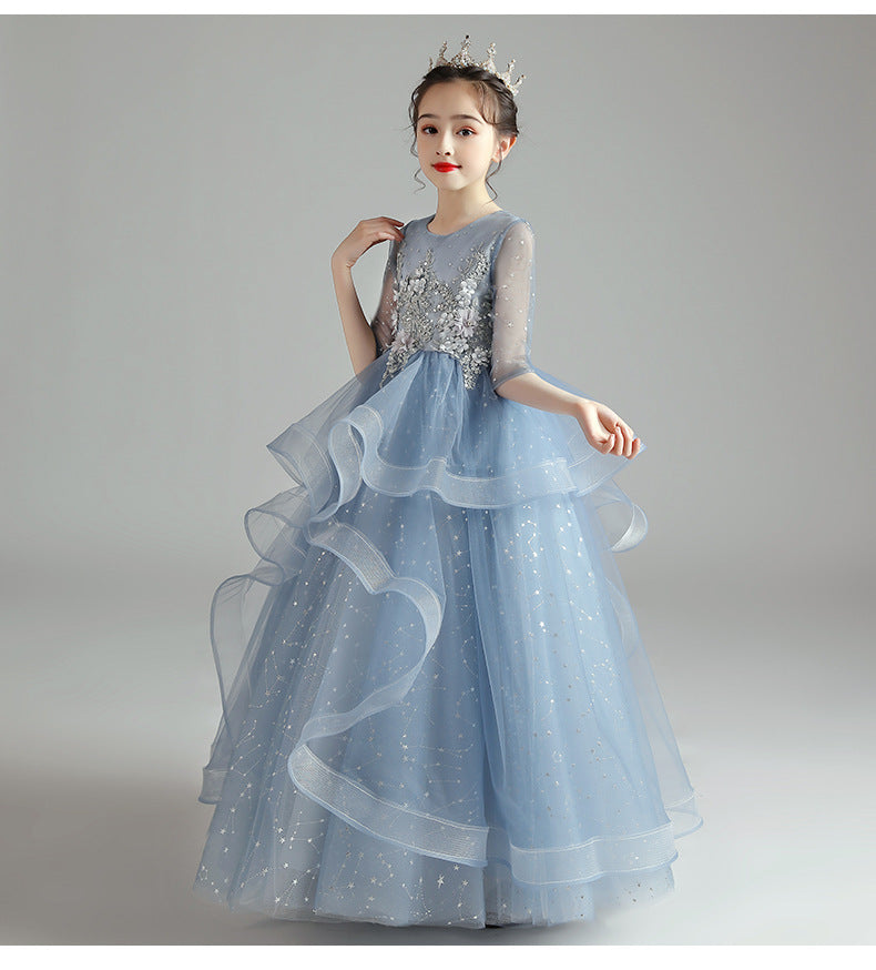 Vestido de niños Vestido de princesa Vestido de noche de presentadora de niña