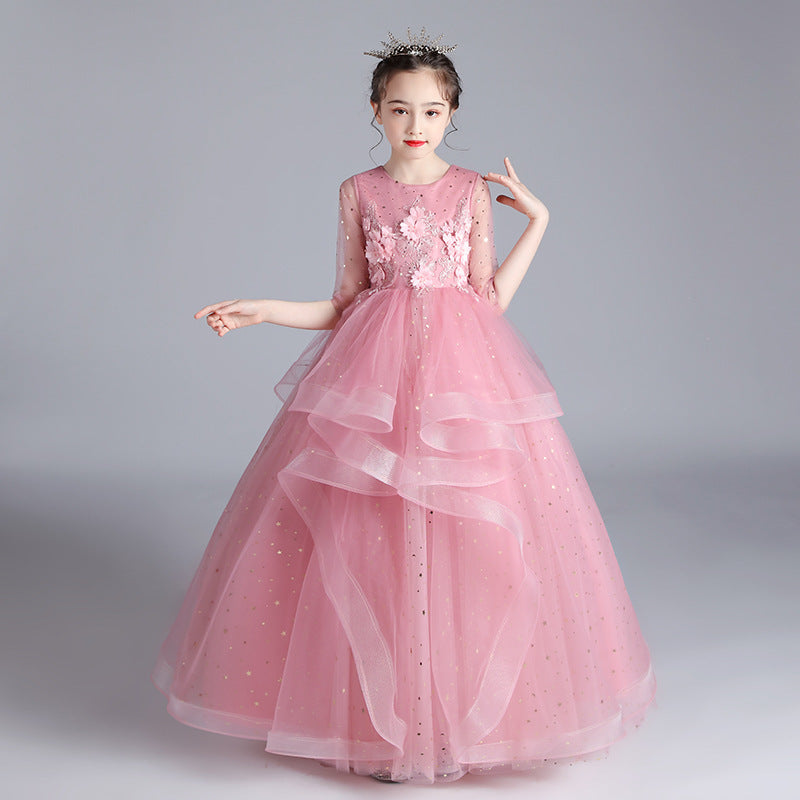 Vestido de niños Vestido de princesa Vestido de noche de presentadora de niña