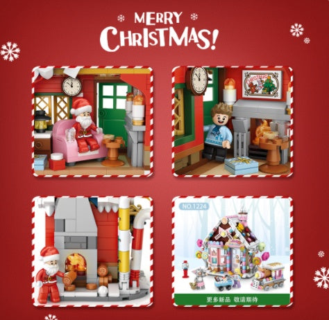 Blocs de construction de maison de noël, cadeaux, jouets pour enfants, Puzzle à assembler, ornements créatifs