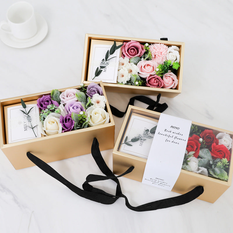 Coffret cadeau fleur de savon Rose, idées cadeaux pour la fête des mères, la saint-valentin, 520 cadeaux