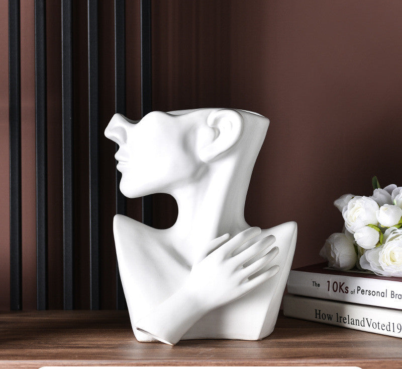 Vase de Portrait créatif de Style nordique moderne, Vases à fleurs à tête humaine, ornements décoratifs en résine, décor artistique de fleurs pour la maison