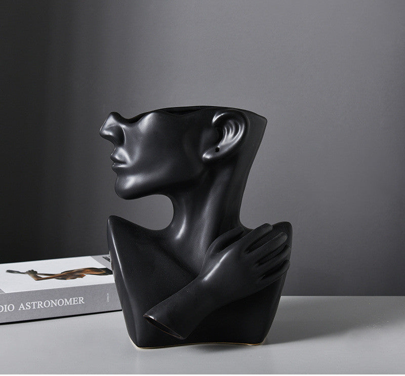 Vase de Portrait créatif de Style nordique moderne, Vases à fleurs à tête humaine, ornements décoratifs en résine, décor artistique de fleurs pour la maison