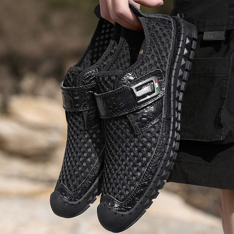WEH chaussures d'été mocassins plats pour Homme respirant Chaussure décontractée Homme en cuir véritable pilote mocassins mocassins chaussures hommes décontractées
