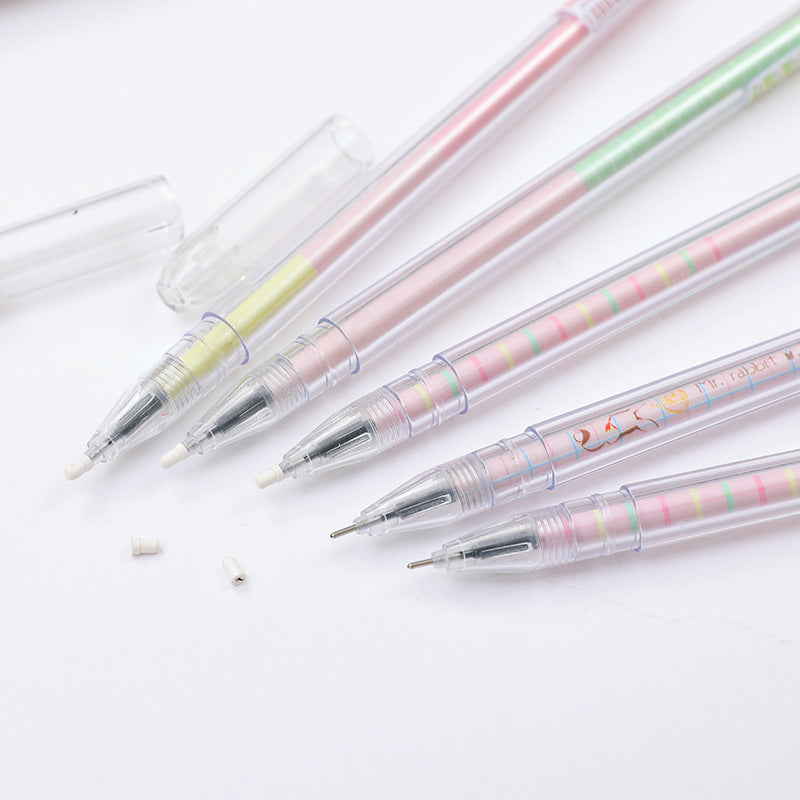 Stylo de Signature à longues oreilles de lapin lumineux et frais, petit lapin de dessin animé mignon avec bouchon anti-poussière, stylo Gel, stylo de haute qualité