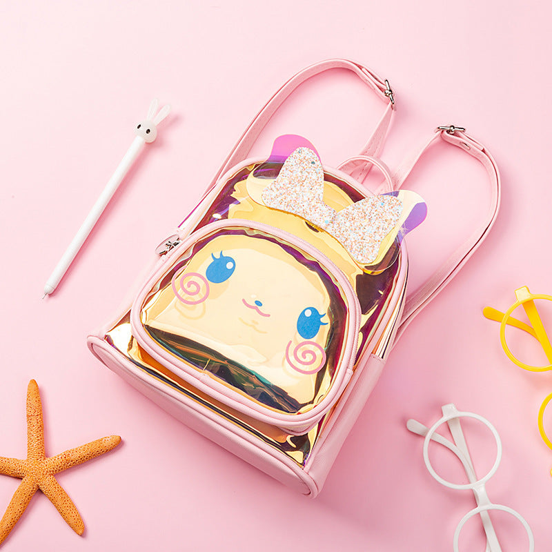 Sac d'école d'été pour enfants, nouveau sac à dos coloré Transparent Laser mignon lapin de dessin animé pour enfants