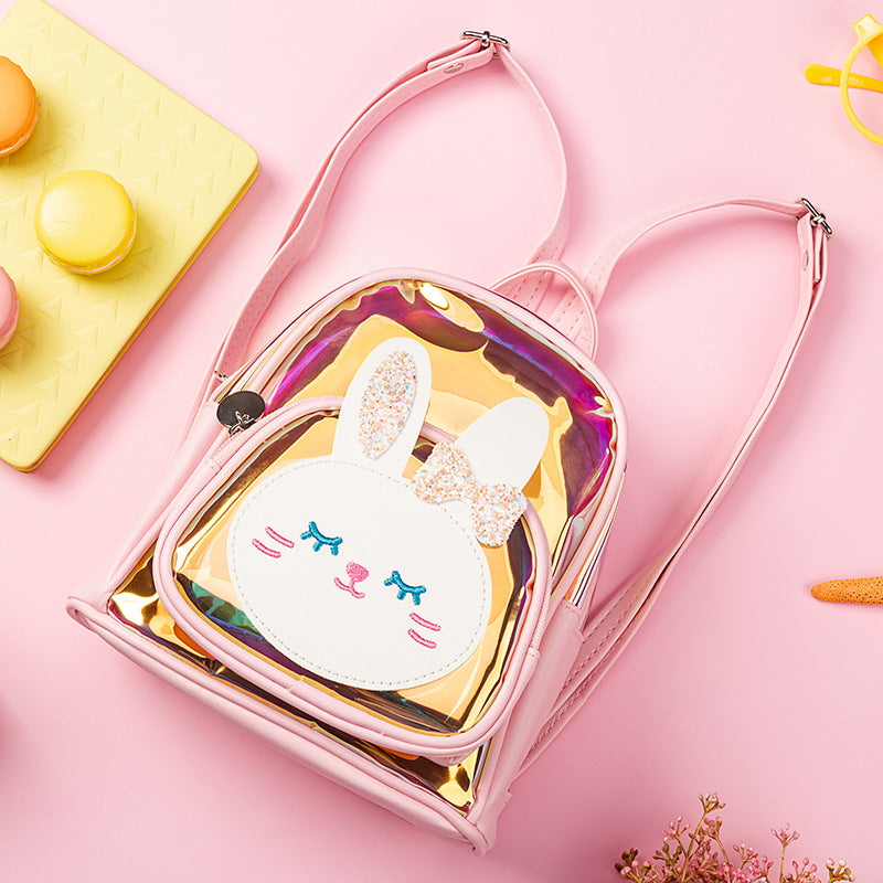 Sac d'école d'été pour enfants, nouveau sac à dos coloré Transparent Laser mignon lapin de dessin animé pour enfants