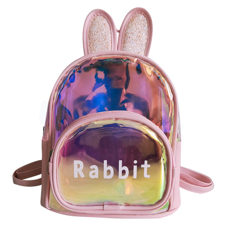 Sac d'école d'été pour enfants, nouveau sac à dos coloré Transparent Laser mignon lapin de dessin animé pour enfants