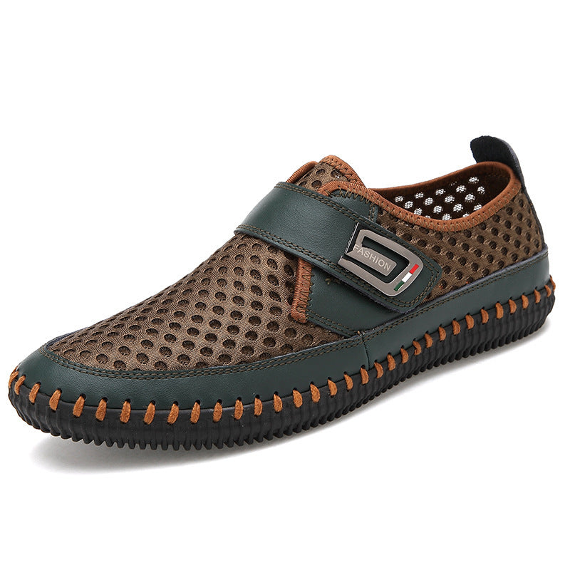WEH chaussures d'été mocassins plats pour Homme respirant Chaussure décontractée Homme en cuir véritable pilote mocassins mocassins chaussures hommes décontractées