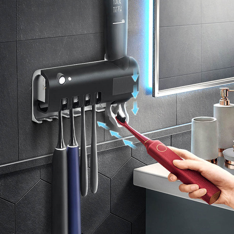 Esterilizador de cepillo de dientes UV inteligente exprimidor de pasta de dientes automático estante de pasta de dientes