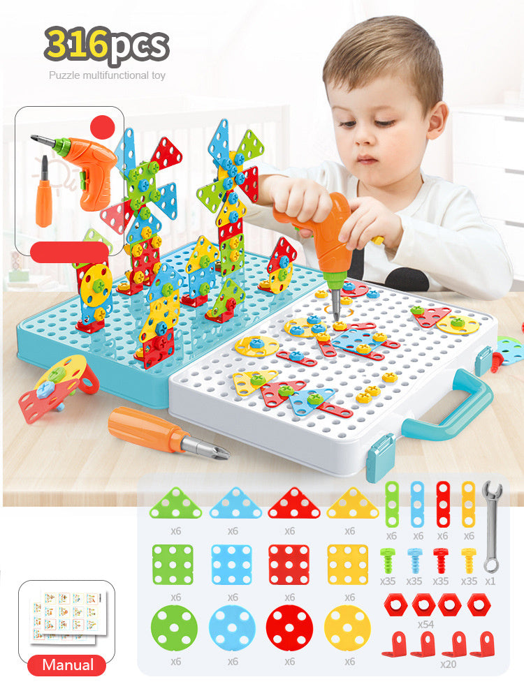 Tournevis pour enfants, jouet, perceuse électrique, assemblage et démontage pratiques, boîte à outils, Puzzle pour bébé