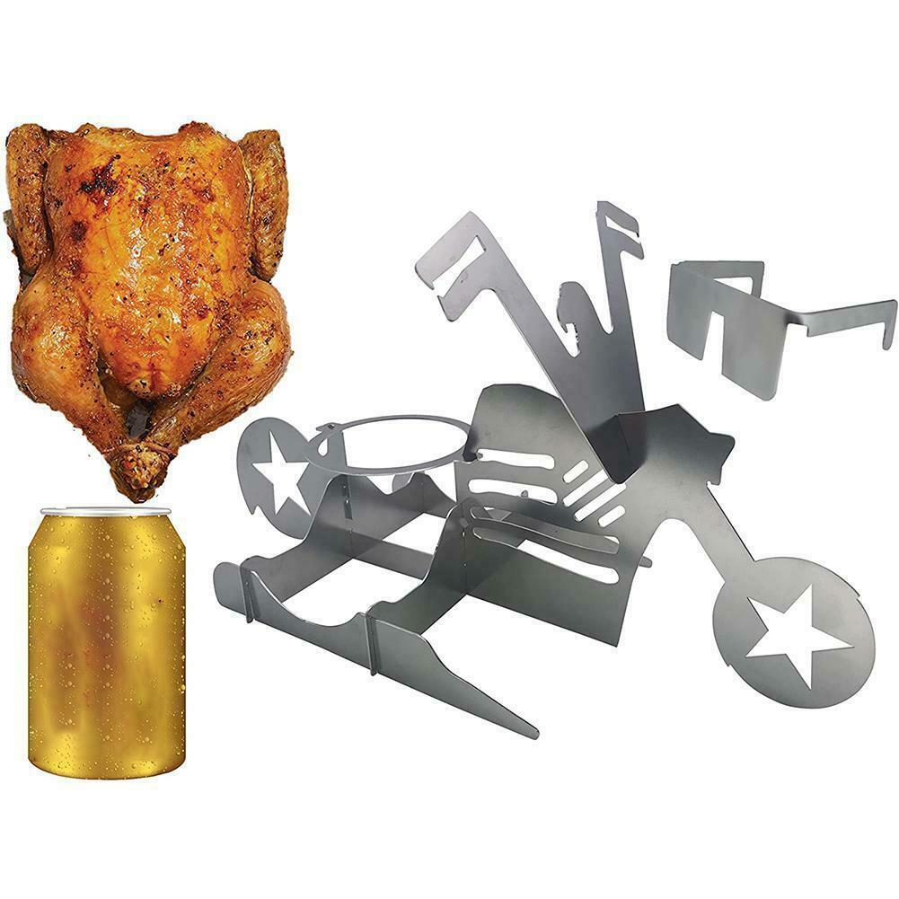 Support de poulet bière drôle moto américaine barbecue support en acier outils drôle support de poulet rôti griller rôti