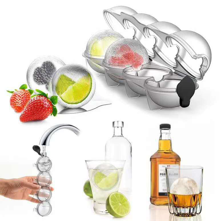Boîte à glace à quatre trous pour Hockey sur glace, moule rond pour whisky, plateau à glace, machine à glaçons, moule pour hockey sur glace à quatre trous