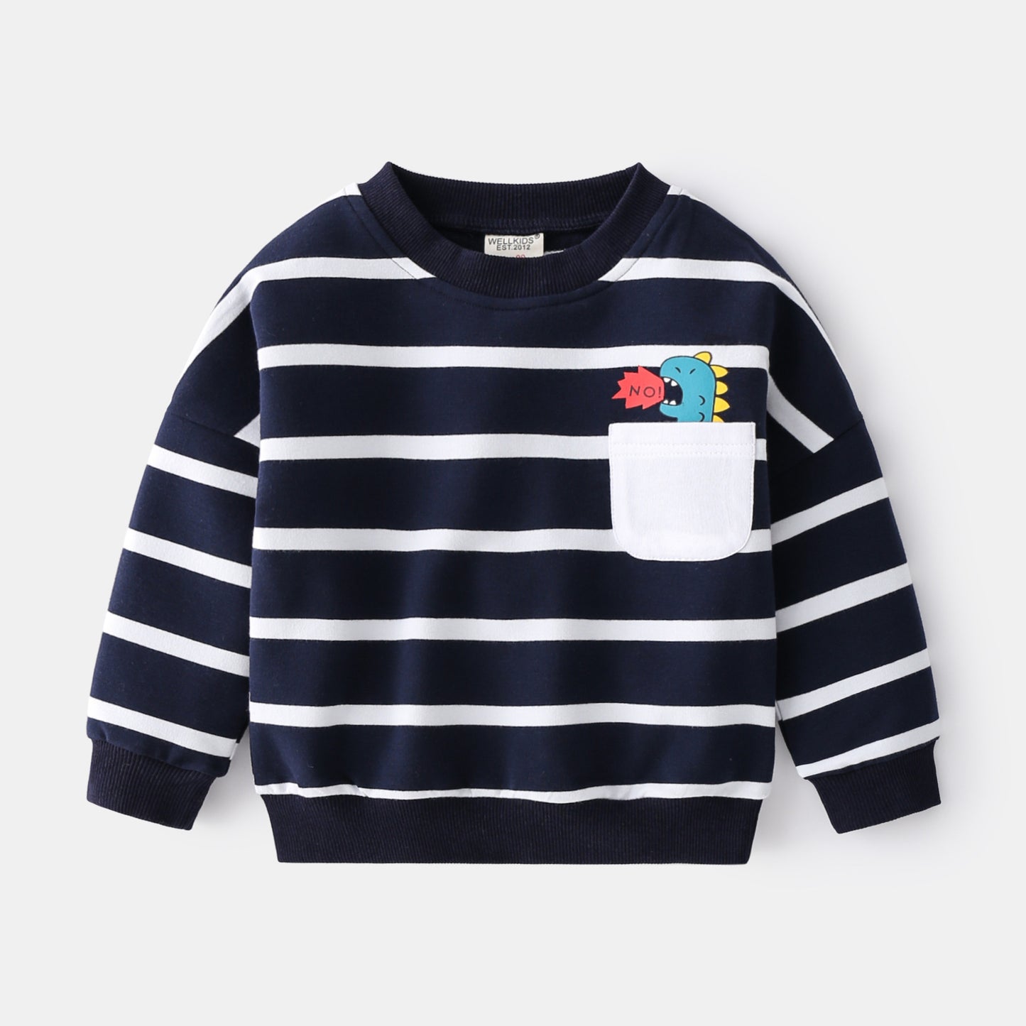 Printemps garçons rayé pull décontracté col rond pull pull coton
