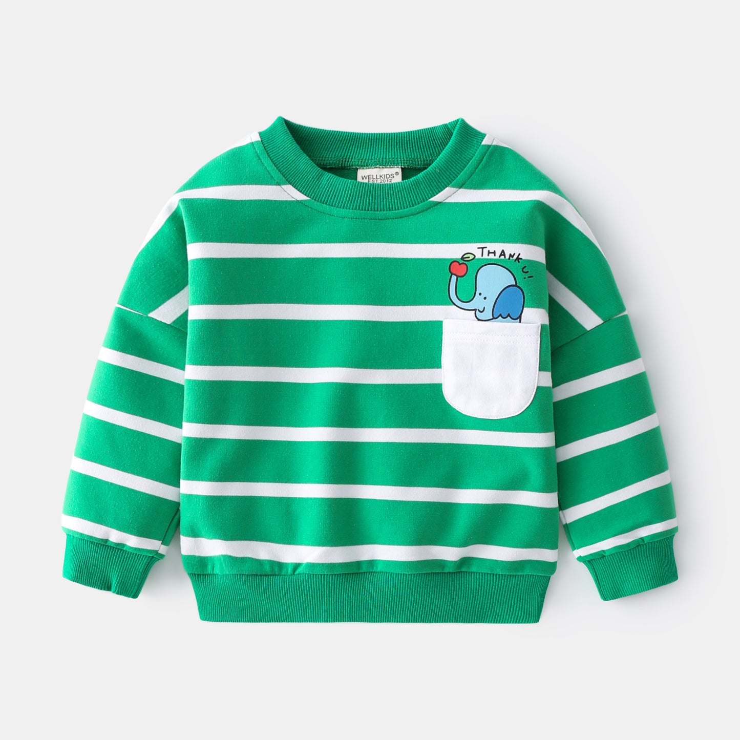 Printemps garçons rayé pull décontracté col rond pull pull coton