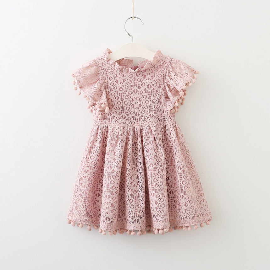 Nouvelles marques robes gland évider conception robe de princesse enfants vêtements