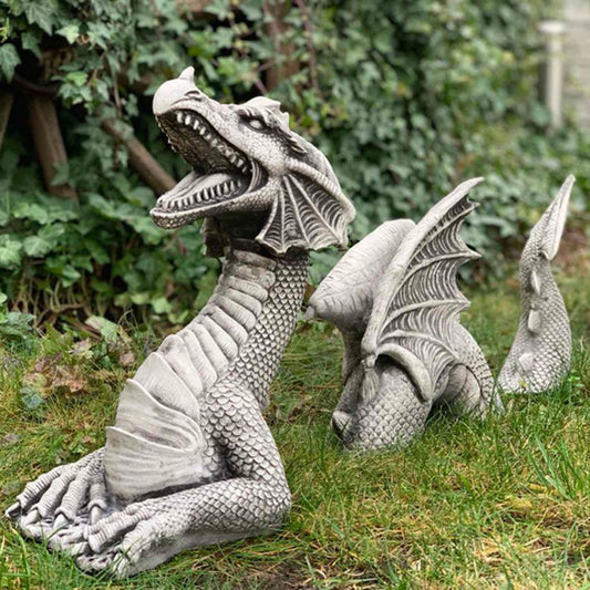 Grand Dragon gothique décor de jardin Statue château douves pelouse Statue jardin Sculptures et Statues drôle cour jardin extérieur Figurine
