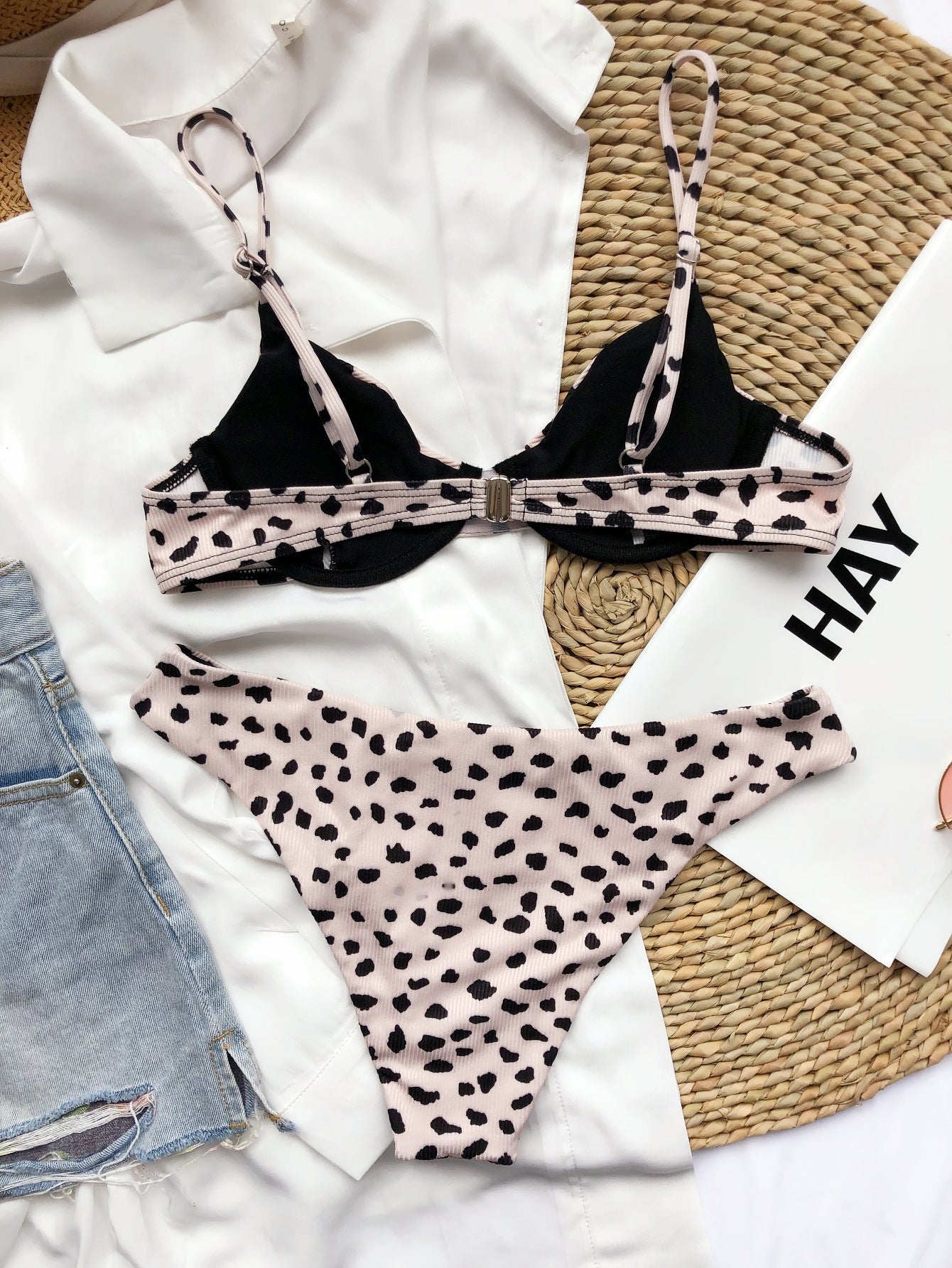 Luanguo nuevo bikini pequeño con lunares y rayas de leopardo