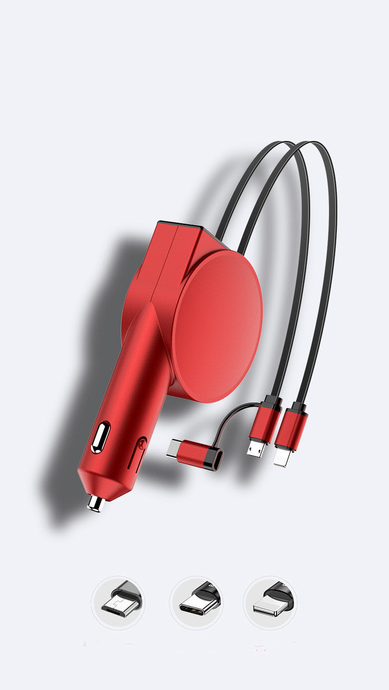 Cargador de coche de carga rápida retráctil 60 de dos cables