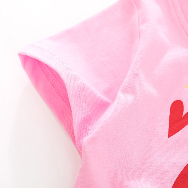 T-Shirt d'été à manches courtes pour fille, tricoté en pur coton, nouvelle collection