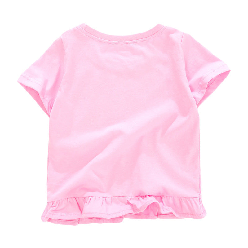 T-Shirt d'été à manches courtes pour fille, tricoté en pur coton, nouvelle collection