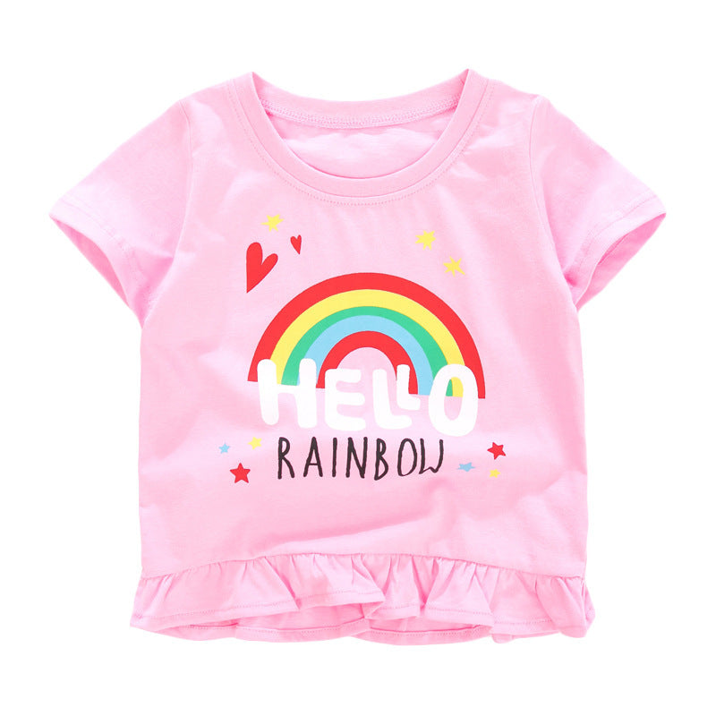 T-Shirt d'été à manches courtes pour fille, tricoté en pur coton, nouvelle collection
