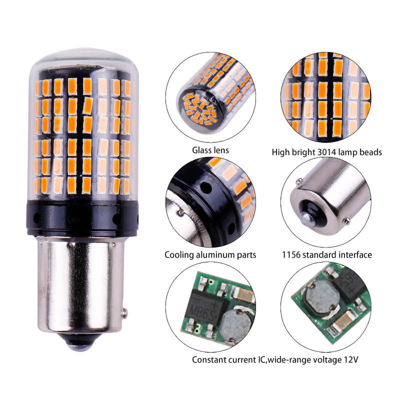 Feu de stop Led Canbus pour voiture, commerce extérieur, ampoule 1156 3014 144Smd 12-28V, clignotant Super lumineux