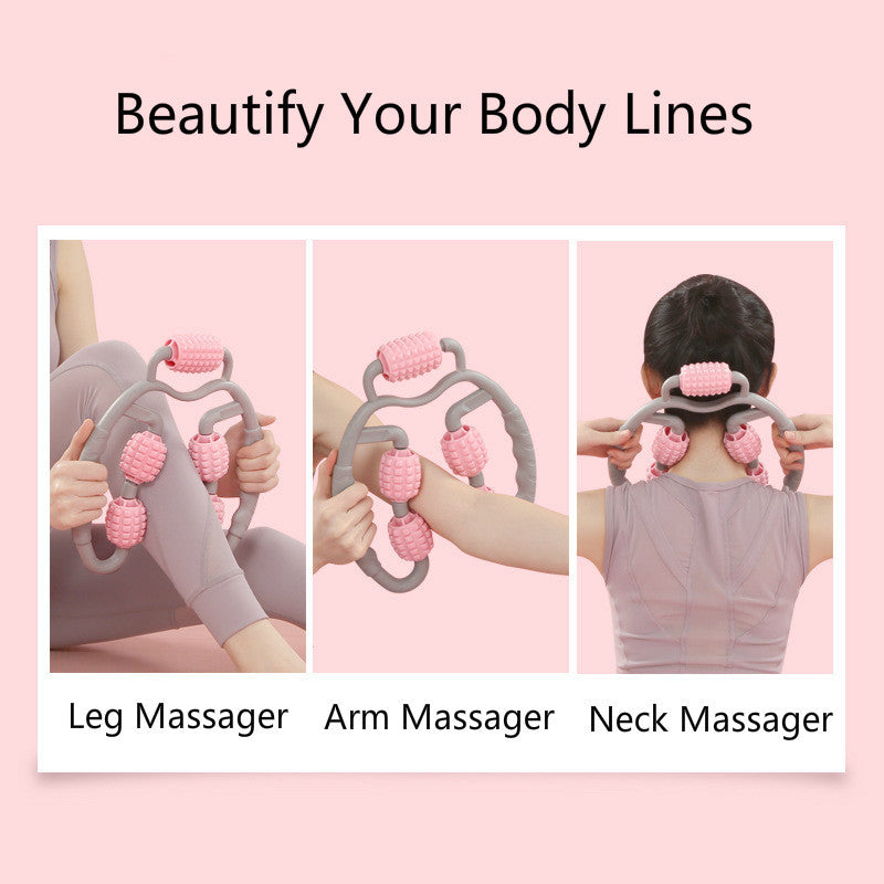 Rouleau de Massage à Point de déclenchement en forme de U, outil de Massage complet du corps, bras, jambes, cou, masseur musculaire, appareil de Fitness à 4 roues pour le sport