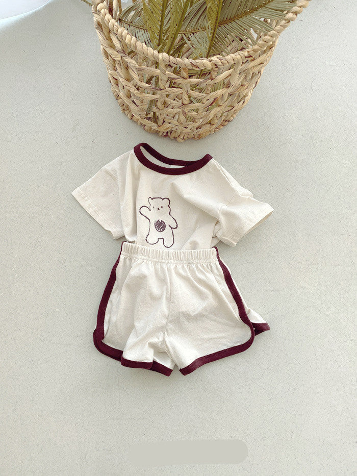 Costume en coton pour bébé ours, deux pièces, confort de dessin animé, pour bébés et tout-petits