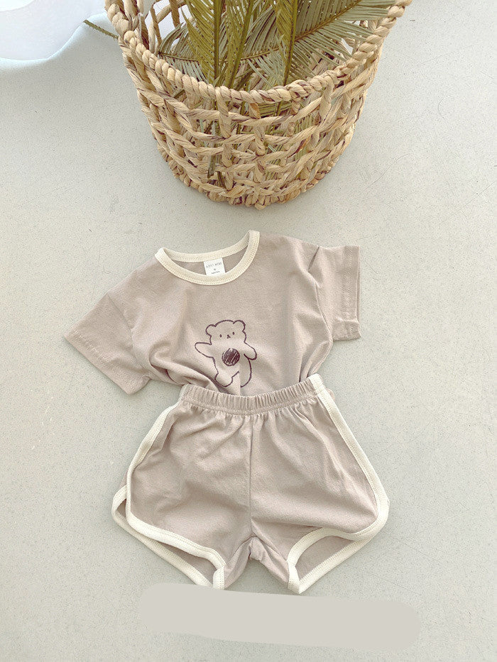 Costume en coton pour bébé ours, deux pièces, confort de dessin animé, pour bébés et tout-petits