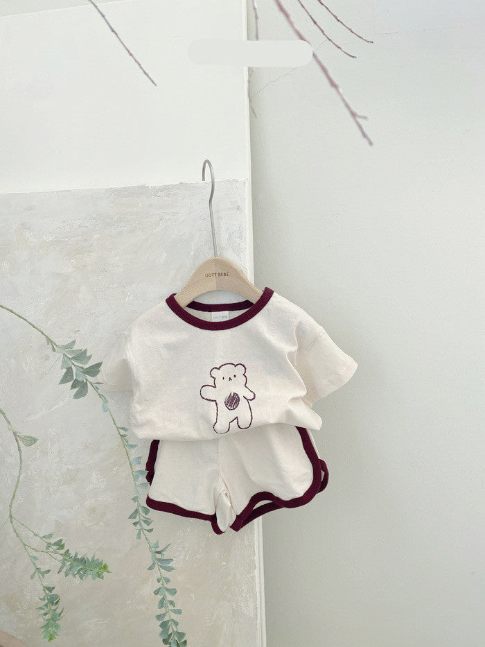 Costume en coton pour bébé ours, deux pièces, confort de dessin animé, pour bébés et tout-petits