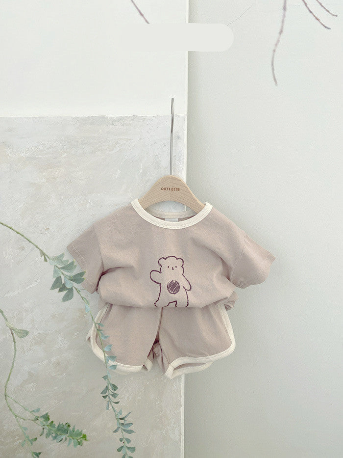 Costume en coton pour bébé ours, deux pièces, confort de dessin animé, pour bébés et tout-petits