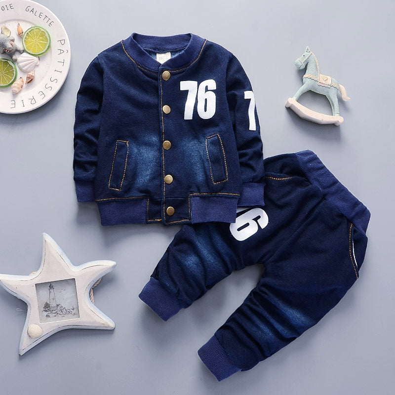 Costume décontracté à manches longues en denim pour garçons