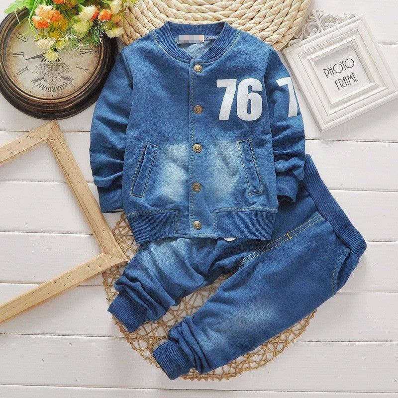 Costume décontracté à manches longues en denim pour garçons