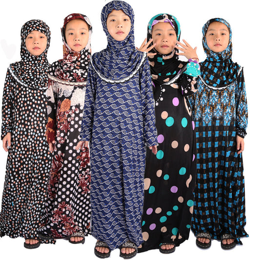 Robe Hui pour filles, vêtements en tissu Floral islamique du moyen-orient, Robe de prière pour enfants