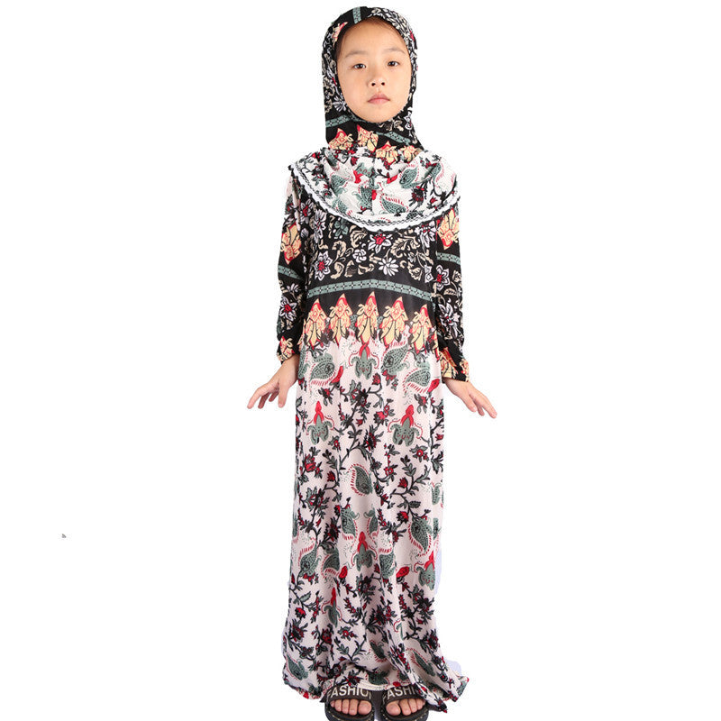 Túnica Hui, ropa para niña, tela Floral islámica de Oriente Medio, bata de oración para niños