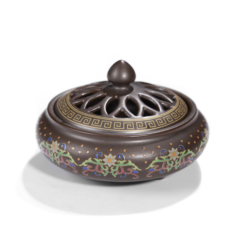 Brûleur d'encens cloisonné en céramique, brûleur d'encens arrière, canal d'encens en émail