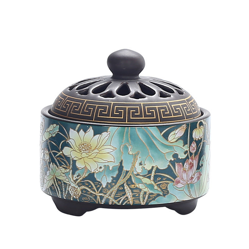 Brûleur d'encens cloisonné en céramique, brûleur d'encens arrière, canal d'encens en émail