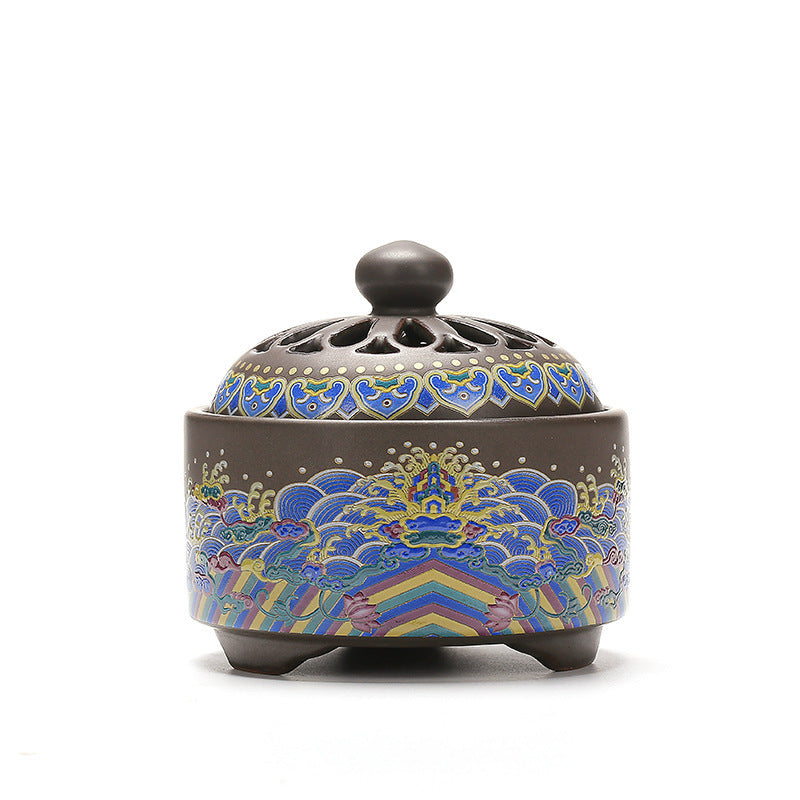 Brûleur d'encens cloisonné en céramique, brûleur d'encens arrière, canal d'encens en émail