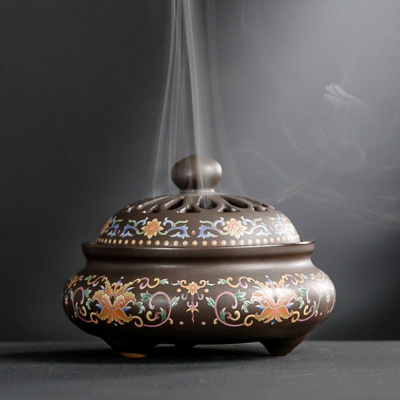 Brûleur d'encens cloisonné en céramique, brûleur d'encens arrière, canal d'encens en émail