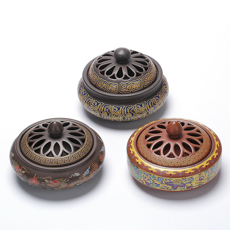 Brûleur d'encens cloisonné en céramique, brûleur d'encens arrière, canal d'encens en émail