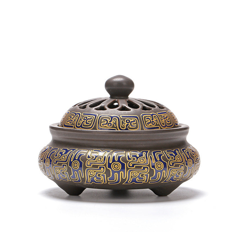 Brûleur d'encens cloisonné en céramique, brûleur d'encens arrière, canal d'encens en émail