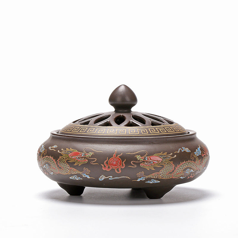 Brûleur d'encens cloisonné en céramique, brûleur d'encens arrière, canal d'encens en émail